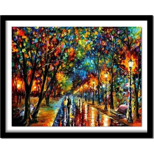 Full Square Drill 5D DIY Diamond Painting "After the Rain street" 3D Embroidery Cross Stitch Rhinestone Decor Gift