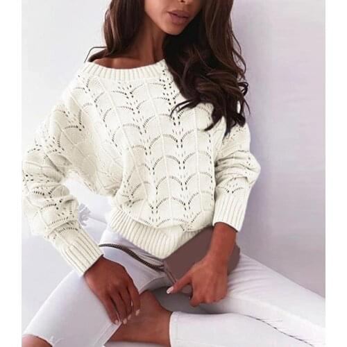 Knitwear Popular Hollow Out Batwing Sleeve Knitted Top Thin Autumn Sweater Hollow Out for Gathering