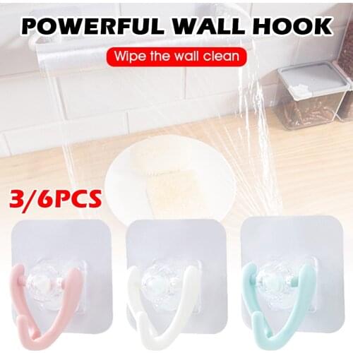 Transparent Wall Hooks Waterproof Oilproof Self Adhesive Hooks Reusable Seamless Hanging Hook For Kitchen Bathroom Storage Hooks