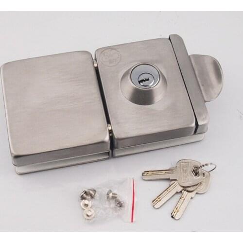 Stainless steel glass door latch lock column square lock door lock door open single central door lock