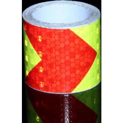 Reflective Bicycle Stickers Adhesive Tape Fluorenscent Yellow Red Arrow Stickers Decal Bike Night Cycling Safety Reflective Film