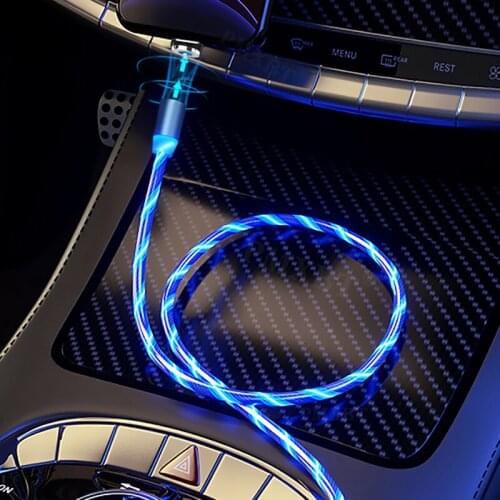 Flow Luminous Lighting Cord Charger Wire Magnetic Charging Mobile Phone USB Cable For Iphone Samsung Huawei Xiaomi