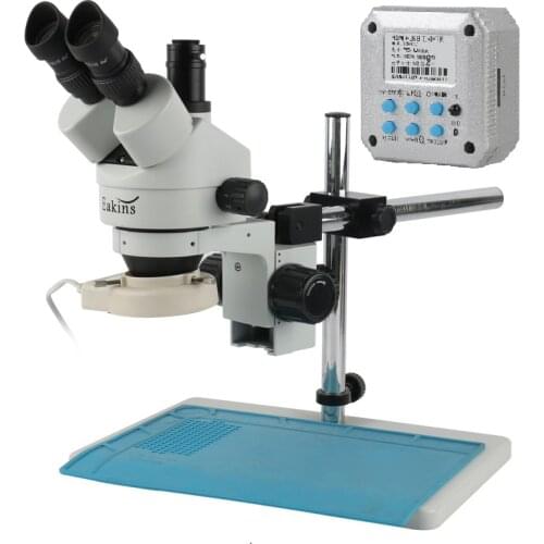 7-45X Zoom Simul-focal Trinoculaire Stereo Microscope 16MP Digital Camera+56 LED Light+Boom Stand+insulation Pad