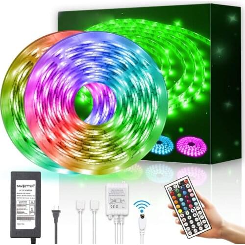 Waterproof Led Strip Lights 32.8ft with 44 Keys Remote Controller and 12volts Power Supply for Bedroom, Kitchen, Decoration