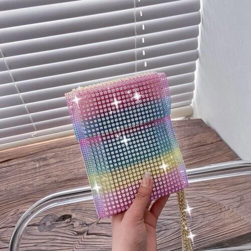 Bright Diamond Mini Purses and Handbags for Women 2021 Designer Luxury Fashion Girls Female Shopper New Chain Cell Phone Wallets