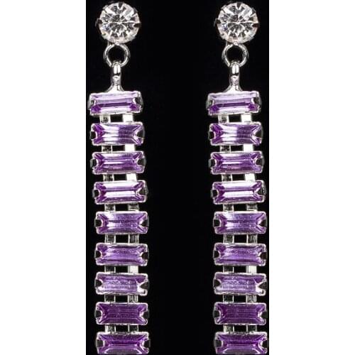 YFJEWE Elegant Womens Purple Crystal Long Drop Earrings Fashion Jewelry Earrings Wedding Party Earrings For Girl E068