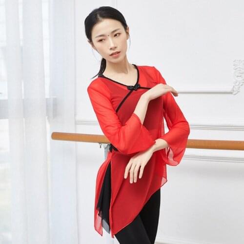 Adult Classical Belly Dance Transparent Blouse Sheer Mesh Top Long Shirt Flare Sleeve Costume for Women Dancing Dancer Clothes