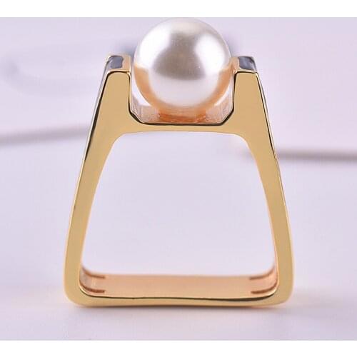 14K Gold Real Pearl Ring for Women Men Square Anillo Wedding Bizuteria 14K Gold Topaz Jewelry Bizuteria Gemstone Fine Ring Box