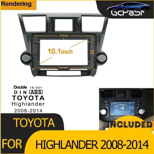 1/2Din Car Radio Player DVD Frame Audio Fitting Adaptor Dash Trim Kits Facia Panel 10.1" For Toyota Highlander 2008-2014 Double