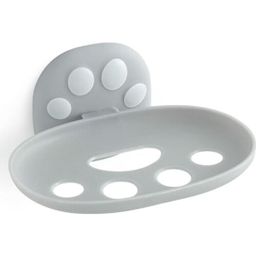 1Pcs Soap Box Multifunctional Drain Soap Box Creative Cat Paw Cartoon Shape Soap Storage Rack Punch-Free Soap Holder