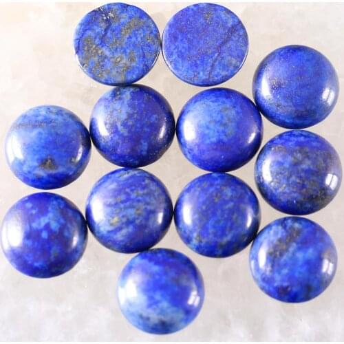 12MM 16MM Round CAB Cabochon Natural Gem Stone Blue Lapis No Drilled Hole Beads For Jewelry Making Bracelet Earring 10Pcs K923