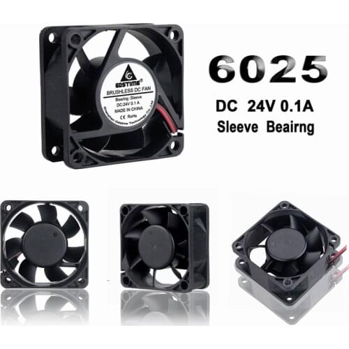 Gdstime 2 pcs 6025 60mm x 25mm 6cm 24V 2Pin PC Computer CPU Cooler DC Brushless Cooling Fan 60x60mm