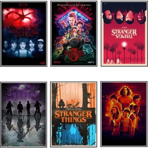 Stranger Things 3 Poster Vintage Film Movie Poster Wall Stickers White Paper Print Art Poster House Decoration Room Wall Decor