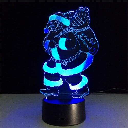 Santa 3D Light Colorful Touch LED Night Light Christmas Gift Touch Switch 3D Stereo Lamp Give Children Gifts And Toys