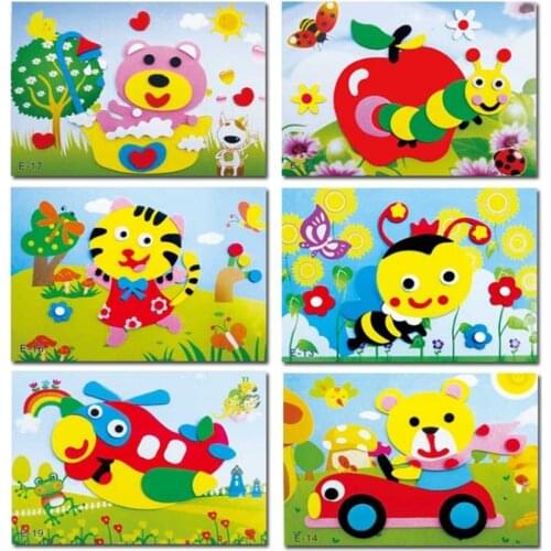 20 Designs /Lot DIY Cartoon Animal 3D EVA Foam Sticker Puzzle Series E Early Learning Education Toys For Children Random Pattern