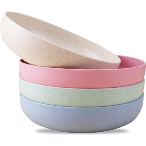 5.7 Inch 4pcs Set Unbreakable Tableware Round Food Plate Saucer Healthy Wheat Straw Dinner Plates Dinnerware Dishes