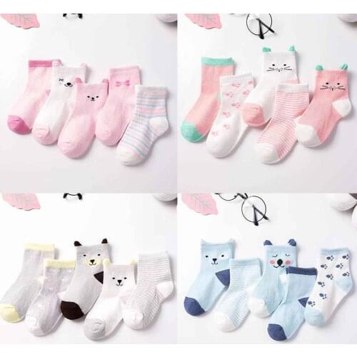 5 Pairs/Lot Baby Mesh Socks For Newborns Infant Cute Cartoons Soft Cotton Socks Summer Boy Girl Lovely Kids Gift 0-24 Month