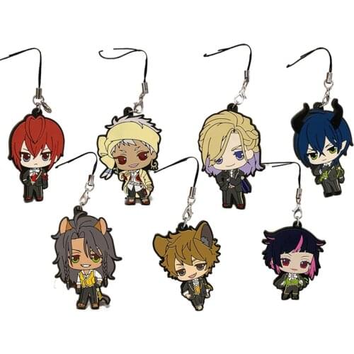 6cm Game Twisted Wonderland Keychain Kalim Jamil Jade Floyd Rubber Silicone Keyrings Talisman Key Chain Bag Car Decorative