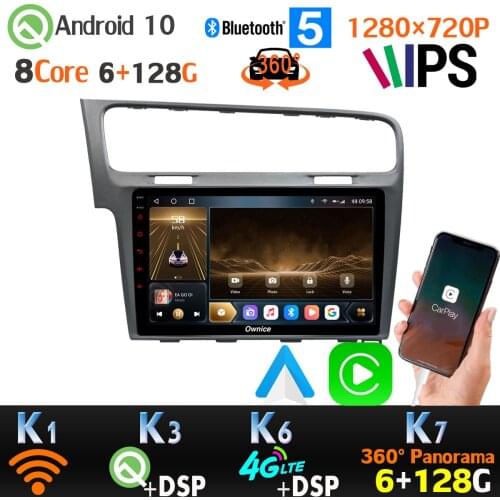 6G+128G 1280*720P Android 10 Car GPS Radio Player For Volkswagen VW Golf 7 MK7 2013-2020 SPDIF Head Unit 4G LTE WiFi 360 Camera