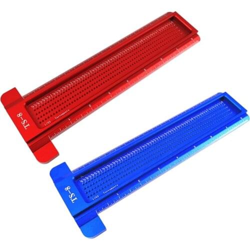 8inch Precision Aluminum T-type Square Hole Ruler Scriber Line Gauge Woodworking Carpenter Scale Ruler Measuring Tool