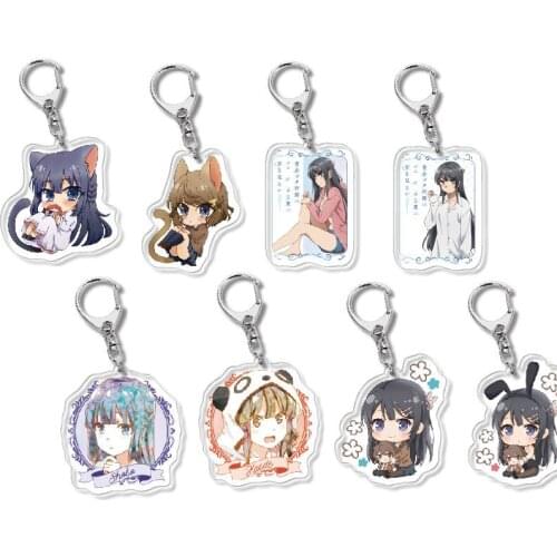 Rascal Does Not Dream of Bunny Girl Senpai Bunny Sakurajima Mai Acrylic Pendant Keychain Figure Collection Model Toy Gifts