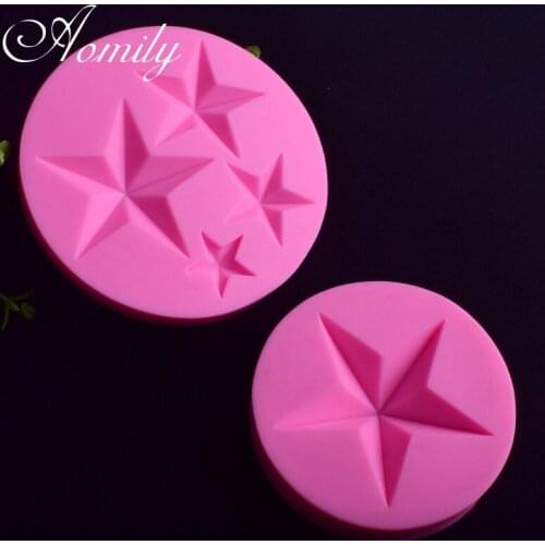 Aomily 3D Stars Beautiful Wedding Cake Silicone Fondant Mold Mousse Brim Decor Sugarcraft Icing Mat Pad Pastry Baking Tools