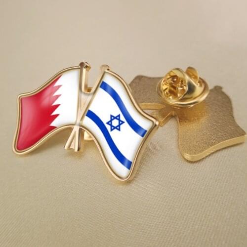 Bahrain and Israel Crossed Double Friendship Flags Lapel Pins Brooch Badges