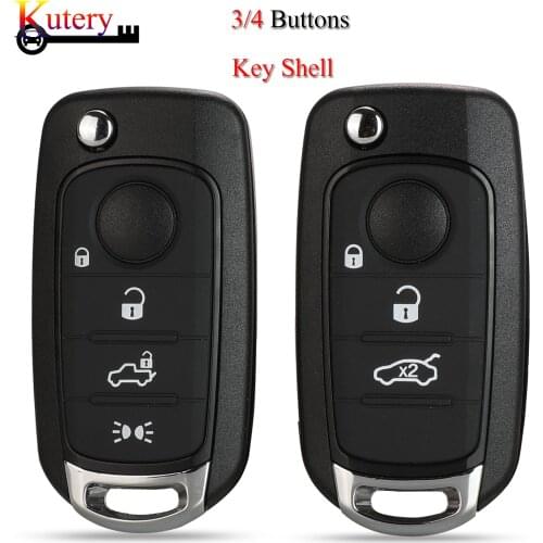 Kutery 10PCS/Lot Remote Folding Car Key Shell For Fiat 500X Egea Tipo 2016 2017 2018 3/4 Buttons Key Case Fob Cover