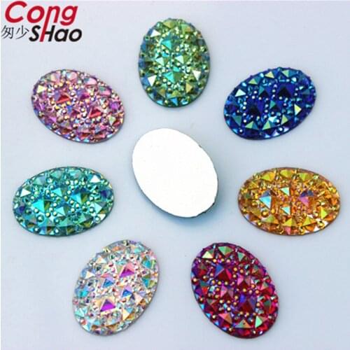 Cong Shao 80pcs 18*25mm AB Color Pear Shape Flatback Resin Rhinestone Stones Crystal For Clothes Craft Button Decoration CS653