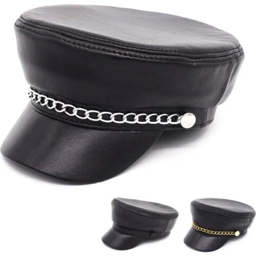 Adult Leather Sheepskin Cap Mens Autumn and Winter Warm Cap Men Students Fashion Cap New Year Gift B-7146