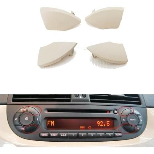 For Fiat 500 Radio Cd Button Buttons Ivory White Cream Trim Mould Cover Removal Car Replacement Fit For Fiat 500 2008+ 4pcs