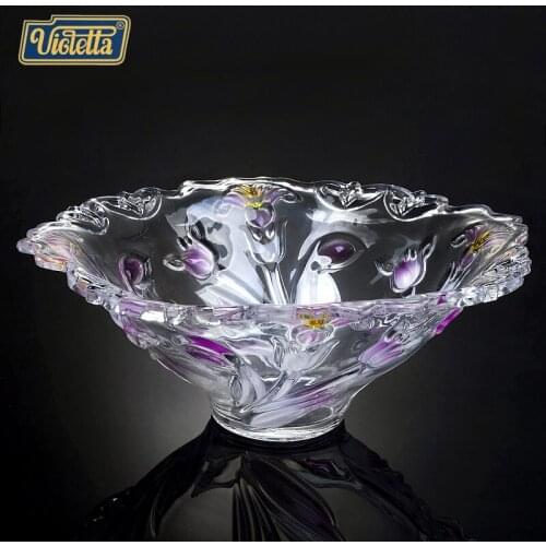 Chinese Household Creative Lily Flower Fruit Plate Pastoral Style Thickened Glass Fruit Plate Living Room Tea Table Large Plate
