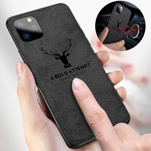 Magnetic Case for iPhone 12 Pro Max iPhone 13 12 11 XS Max XR 7 8 Plus Cloth Pattern Shockproof Phone Case Christmas Deer Cover