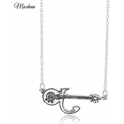 MQCHUN Prince Love Symbol Punk Guitar Pendant Men Women Accessories Vintage Memory of Prince Necklace Purple Rain