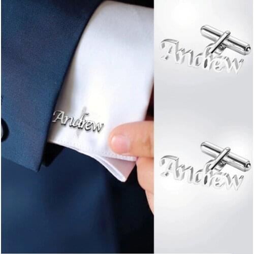 Mumuxing Mens Cufflinks Custom Stainless Steel Personality Name Letter Cufflinks Simple Fashion High-Quality Mens Cufflinks