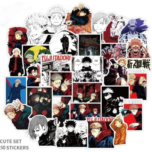 50pc/set Jujutsu Kaisen Sticker Japanese Anime PVC Graffiti Water Cup Trunk Guitar Car Stickers