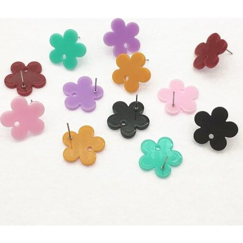 New Arrival! 19x20mm 100pcs Acrylic Flower shape Ear Stud Connectors for Handmade Earring DIY Parts Jewelry Findings&Components