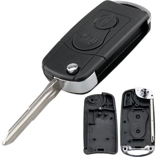 Upgraded Flip Folding Remote 2 Buttons Car key Case Auto Car Key Case Replacement Fit for SsangYong Actyon Kyron Rexton