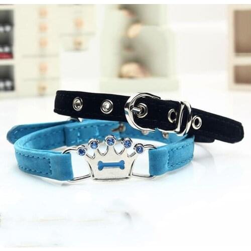 High Quality Flocking Leather Jewelry Pet Dog Collars Small Dogs With Princess Cute Chihuahua Cat Puppy Necklace 2 Size