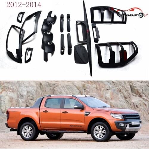FIT FOR 2012-2014 RANGER black ABS cover front tail lamp coer Handle cover bowl cover rear trunk lid accessories complete set
