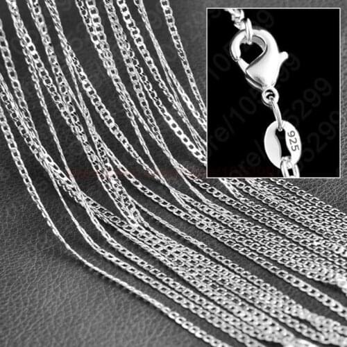DIY Pendant Necklace Accessories 925 Stamp Silver Curb Chians with Lobster Clasp For Women Man 10 PCS/Lot Jewelry Findings