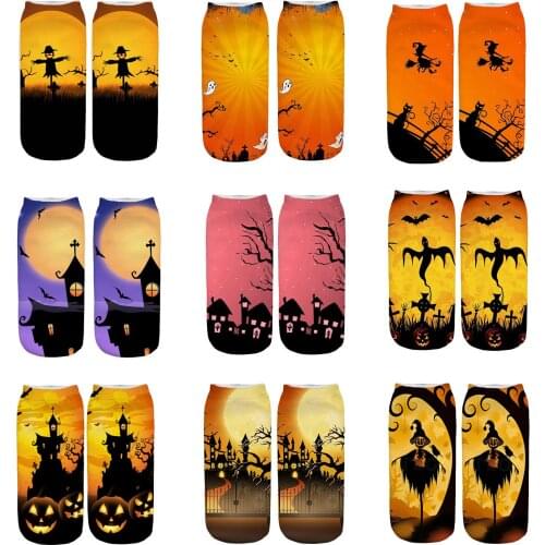 Casual Socks 3D Halloween Printing Low Cut Socks Prefect For Daily Wear Unique Design Comfortable Funny Trendy Cute Socks