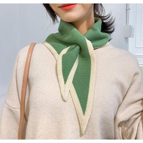 Luxury Brand Winter Scarf Women Solid Print Knitted Scarves Wraps Sharp Angle Shawls Warm Long Narrow Small Skinny Neckerchief