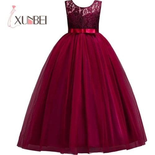 Princess Pink Lace Flower Girl Dresses Tulle Girls Pageant Dresses First Communion Dresses Kids Evening Ball Gowns For Girl