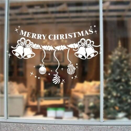 Merry Christmas Bells Wall Sticker For Shop Office House Window Decoration Diy Vinyl Wall Decal Holiday Season Mural Art Poster
