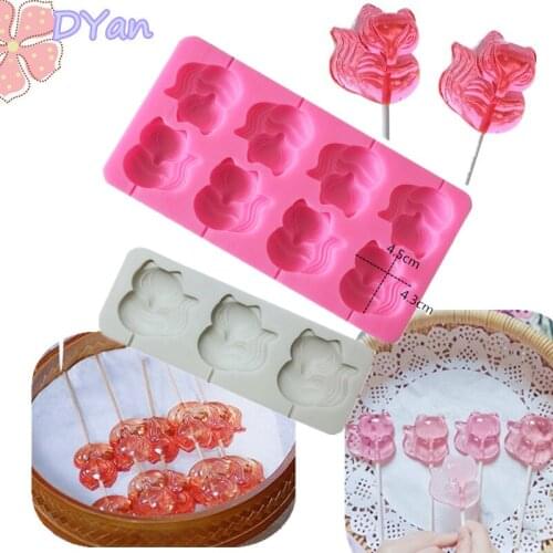 Fox Shape Fondant Silicone Mold DIY Lollipop Baking Decoration Mold Cake Silicone Mold