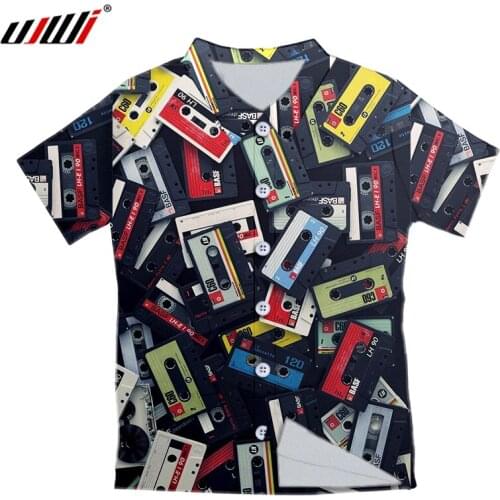 UJWI 2020 Summer Style Men/Women Fashion Hawaii Short Sleeve 3d Print Casual Shirts Mens Clothes Retro CD Record Clothing