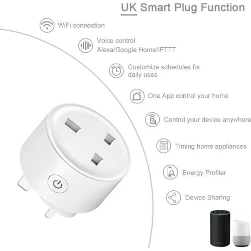 Tuya Smart Wifi Plug 15A UK Socket Outlet With Timer SmartLife APP Voice Wireless Remote Control For Google Home Alexa IFTTT