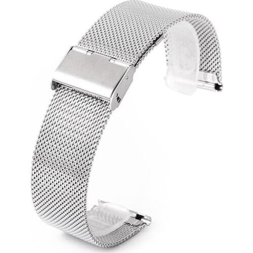 Universal Silver Stainless Steel Strap Band Replacement Bracelet 20mm 22mm For Samsung Gear S3 Galaxy Watch 46MM Active Band