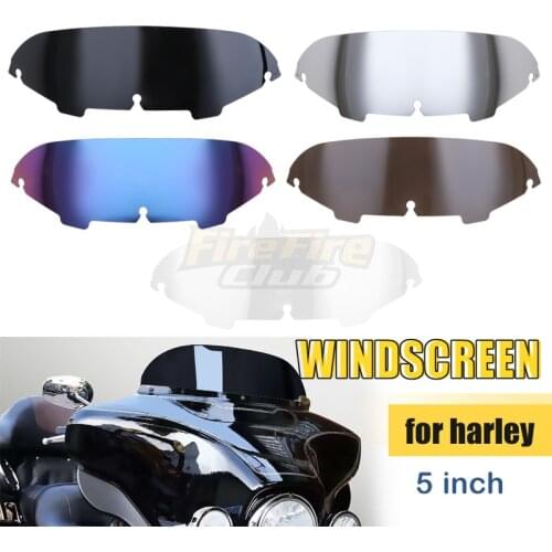5" Windshield Windscreen Motorcycle Fairing Wind Shield Screen Deflectors For Harley Touring Street Glide Electra Glide 96-13